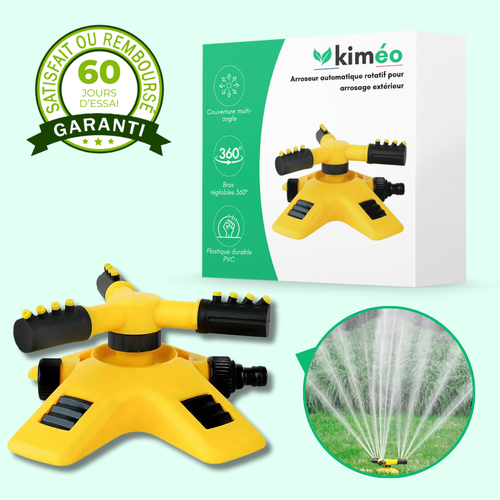 Arroseur Rotatif à 3 Bras – Arrosage Automatique Grand Angle pour Jardin et Pelouse