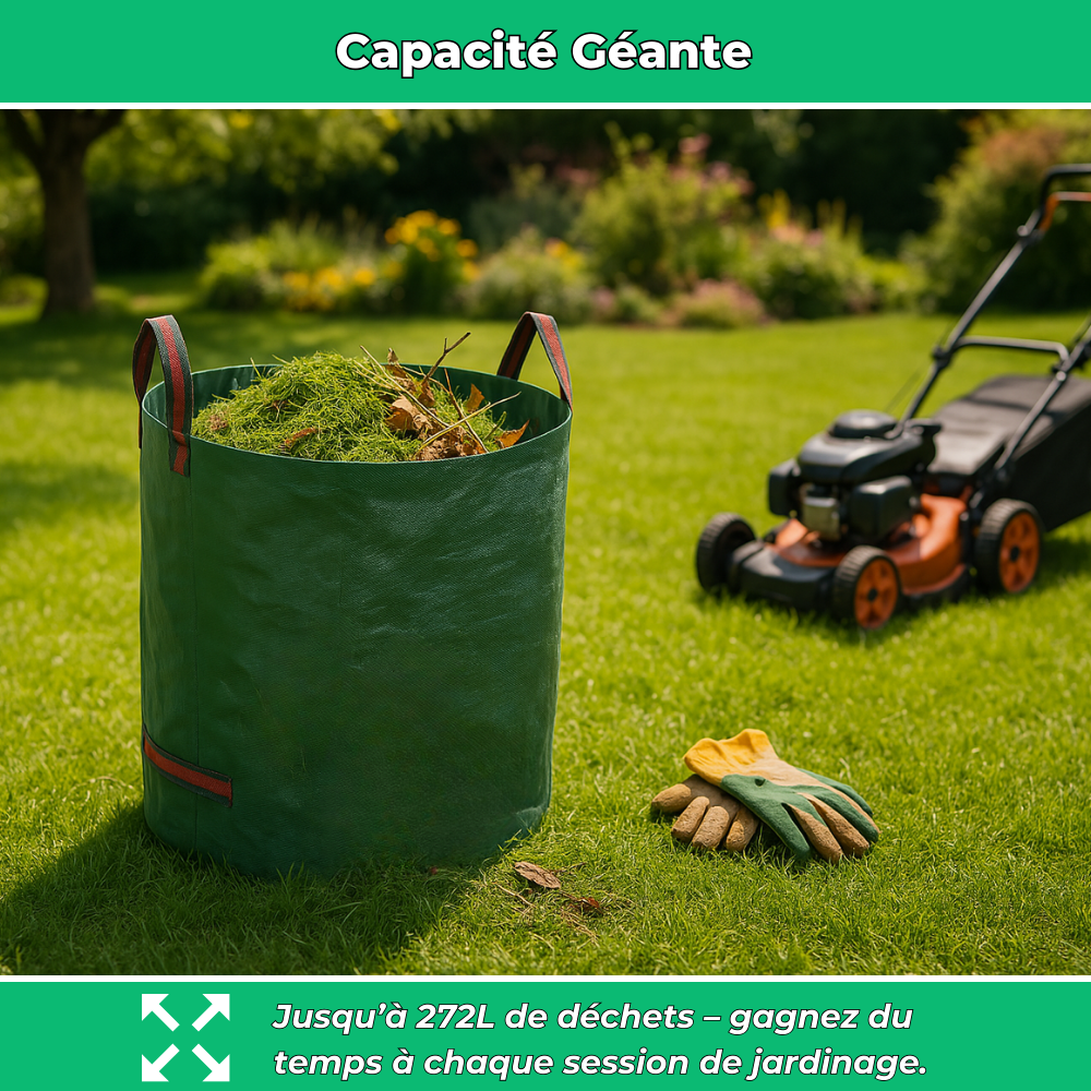 Sac de Jardin Ultra-Résistant pour Déchets Verts – Grand Capacité pour Jardinage et Rangement
