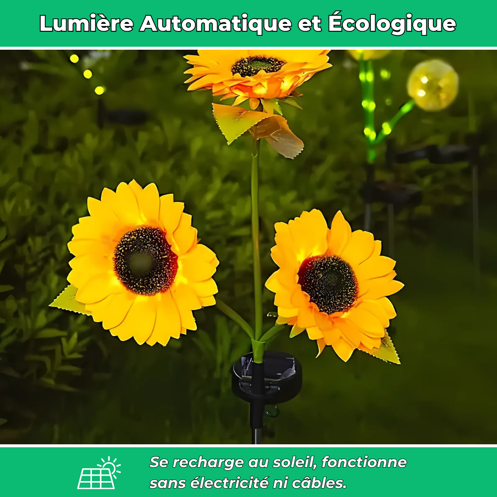 Lampe Solaire Tournesol à LED – Éclairage Décoratif et Écologique pour Jardin