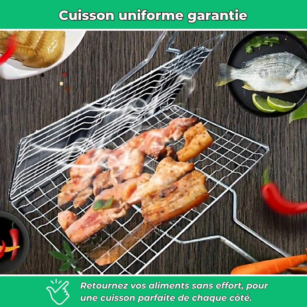 Panier de cuisson barbecue rotatif en acier inoxydable