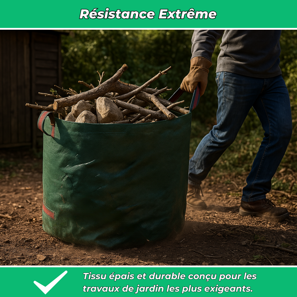 Sac de Jardin Ultra-Résistant pour Déchets Verts – Grand Capacité pour Jardinage et Rangement