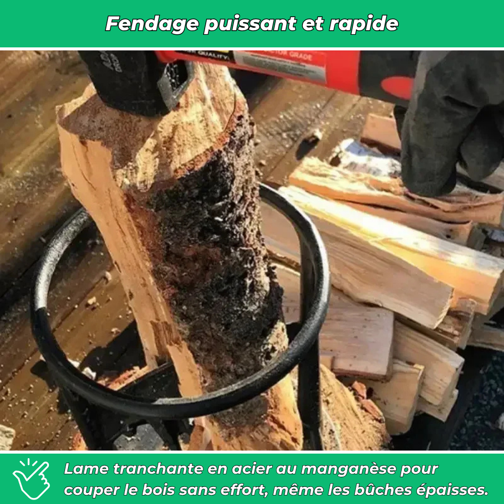 Fendeuse à bûches manuelle en acier au manganèse – Fendeur de bois robuste et sécuritaire pour chauffage