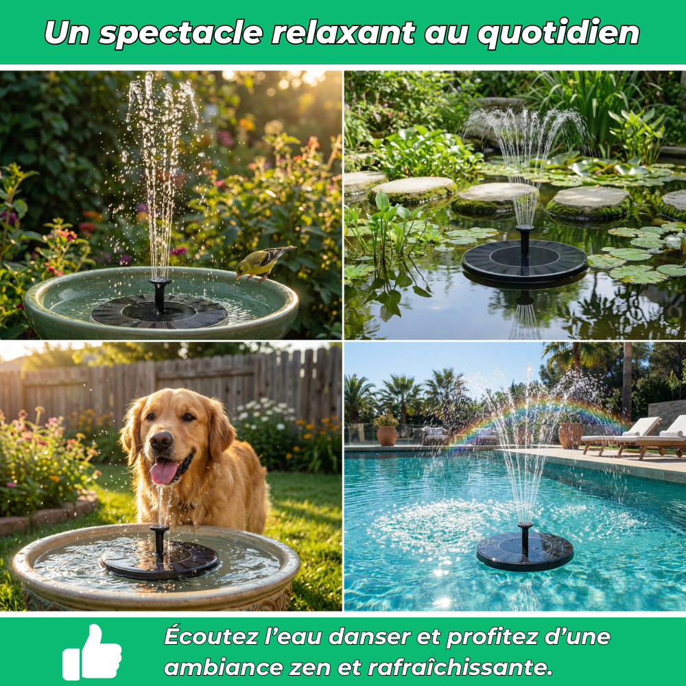 AquaSun™ | Fontaine Solaire Autonome | Embellit et Dynamise Votre Jardin en un Instant