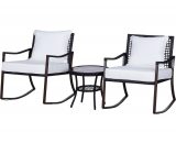 Outsunny Lot de 2 Rocking Chairs et Table Basse en RÃ©sine TressÃ© Brun 3662970022870