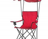 Outsunny Chaise de Camping Pare-soleil intÃ©grÃ© Rouge 3662970024256