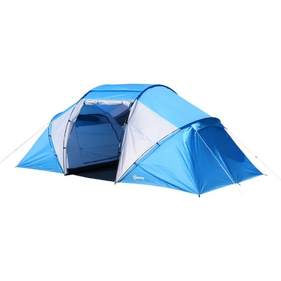 Outsunny Tente de Camping Familiale 4,6 x 2,3 x 1,95 m Bleu et Blanc 3662970024393