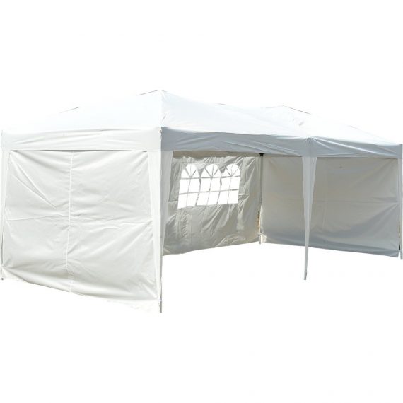 Outsunny Tente de RÃ©ception Pliante en Acier Blanc 600 x 300 x 255 cm 3662970044131