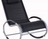 Outsunny Fauteuil chaise longue Ã  bascule design contemporain dim. 120L x 61l x 88H cm alu. polyester noir 3662970045275