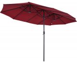 Outsunny Grand parasol acier polyester longueur totale 4,6 m bordeaux 3662970047286