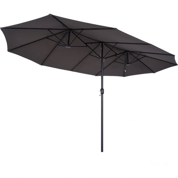 Outsunny Grand parasol acier polyester longueur totale 4,6 m gris 3662970047279
