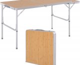 Outsunny Table pliante table de camping table de jardin avec rallonge hauteur rÃ©glable aluminium MDF imitation bambou 3662970062081