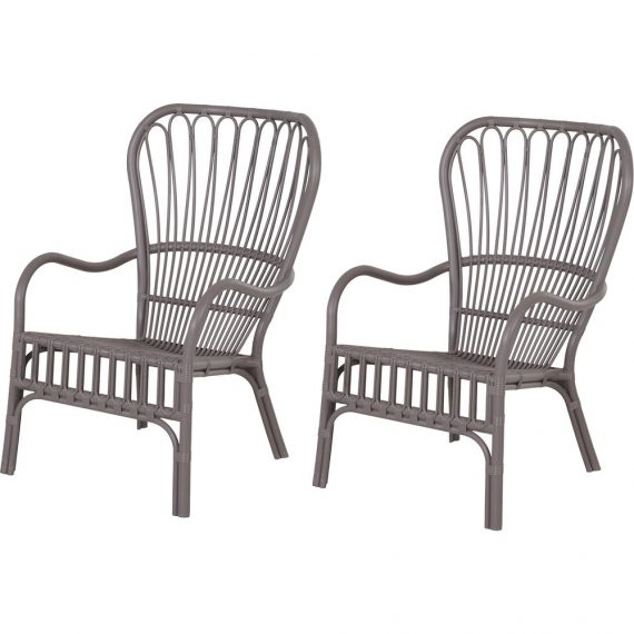 Lot de 2 fauteuils lounge de jardin style nÃ©o-rÃ©tro gris 3662970063484