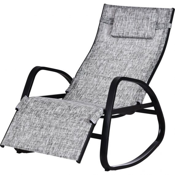 Chaise longue Ã  bascule pliable dossier inclinable rÃ©glable mÃ©tal textilÃ¨ne gris chinÃ© 3662970063675