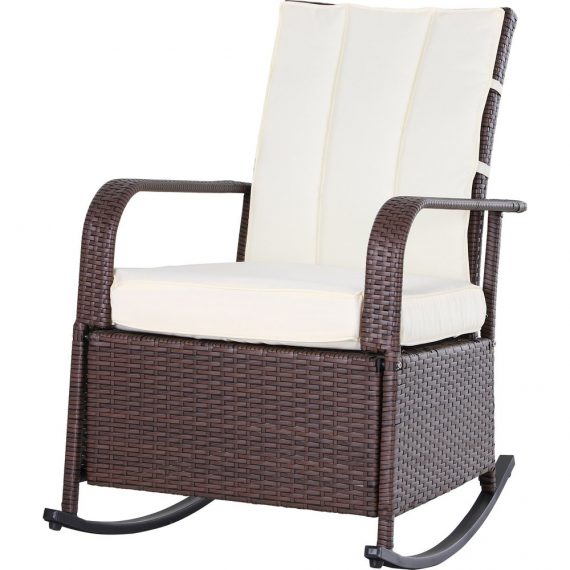Rocking chair extÃ©rieur style cosy coussins inclus rÃ©sine tressÃ©e chocolat 3662970064245