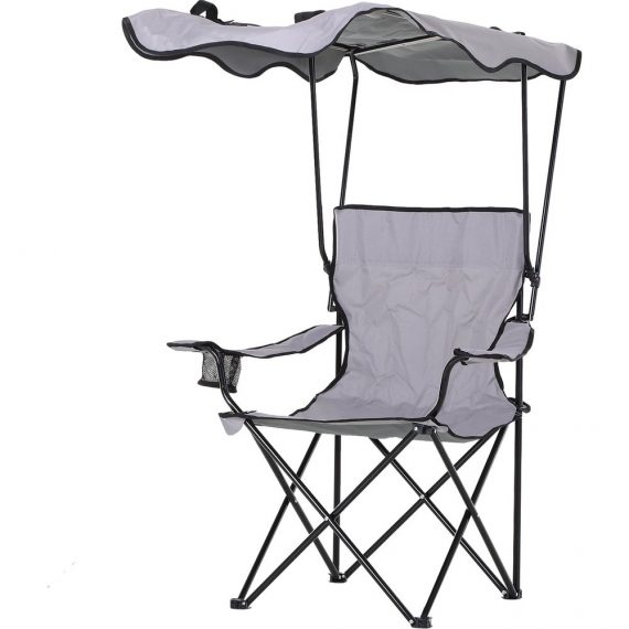 Chaise de camping pliable pare-soleil + porte-gobelets intÃ©grÃ©s 3662970064207