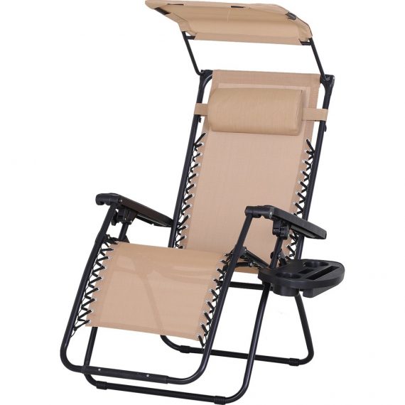 Chaise longue pliable de jardin zÃ©ro gravitÃ© acier textilÃ¨ne 3662970078600