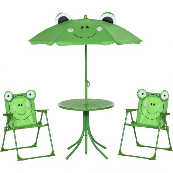 Outsunny Ensemble salon de jardin pour enfants 2 chaises pliables table parasol 3662970079287