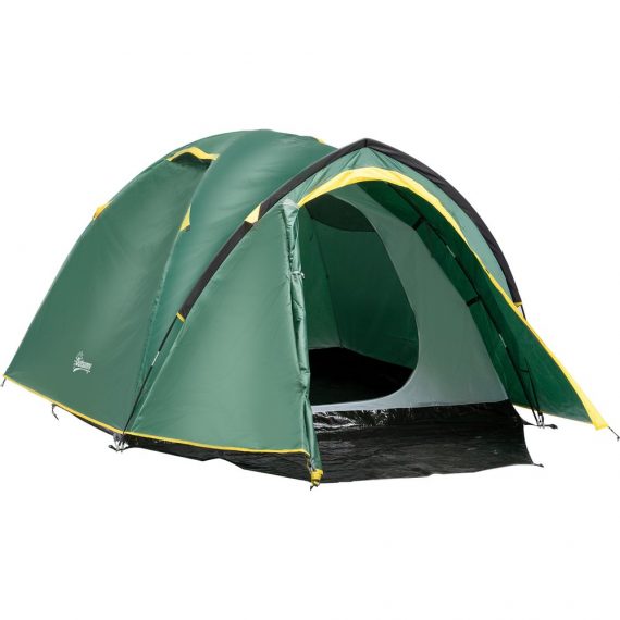 Tente de camping 2-3 personnes fibre verre polyester PE vert 3662970081044