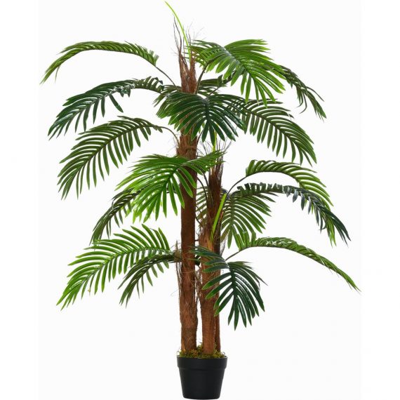 Palmier artificiel hauteur 1,2 m tronc branches lichen feuilles grand rÃ©alisme pot inclus 3662970077504