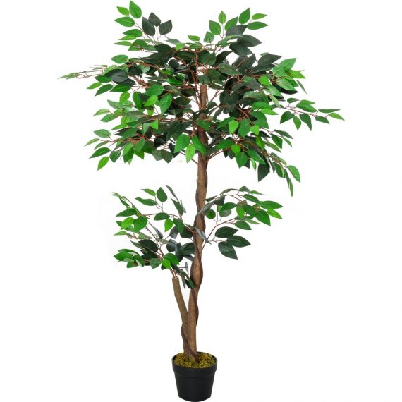 Plante artificielle ficus hauteur 1,2 m tronc branches liane lichen feuilles rÃ©alistes pot inclus 3662970077535